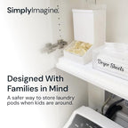 SimplyImagine Acrylic Laundry & Dishwasher Pod Dispenser - Large White Acrylic, 2 Lids - Wall-Mount Or Countertop Gravity Feeder - Laundry Room Organization & Storage for Laundry Pods