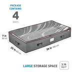 Under Bed Storage Bins - Pack Of 4 Under The Bed Storage Containers For Clothes, Blankets, Winter Clothing, & Shoes - Underbed Storage Containers With Handles, Dual Zippers, & Clear Top - size: 4 Pack