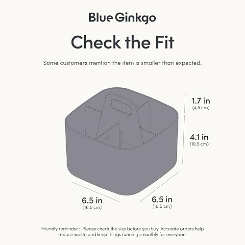 BLUE GINKGO Small Stackable Organizer Caddy – Korean-Made Portable Tote for Bathroom, Office, Crafts, or School Supplies (Square, Gray) - color: GREY, size: Square