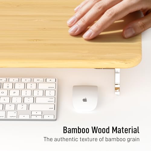 AFOOYO Bamboo Monitor Stand Riser, 31.5In Desk Organizer, Adjustable Arylic Feet Computer Monitor Stand, Desk Shelf for Office - color: Bamboo, size: 1 Tier