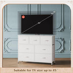 WLIVE 7 Drawer Dresser TV Stand, Dressers for Bedroom, Fabric Storage Tower, Hallway, Entryway, Closets, Sturdy Steel Frame, Wood Top, Easy Pull Handle, White - color: White
