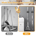 24 Pack Broom and Mop Holder Wall Mount, Hanging Clamp Clip Hanger Utility Rack, Heavy Duty Stainless Steel Adjustable Clamp Organizer with Screws for Garage, Home, Garden Tools, Black