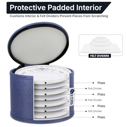 China Storage Hard Shell Containers 8-Piece Set Moving Boxes for Dinnerware, Glasses, Plates, Mugs and Saucers Sturdy Dish Organizer with Dividers for Seasonal Storage - Service for 12 - Denim Blue - color: Denim Blue, size: 8 Pack