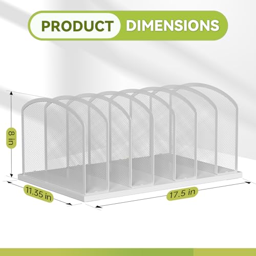 MINDEPOT Desk File Organizer Vertical 7 Sections Mesh File Sorter Paper Storage Organizer for Desk, Office Organization File Holder Rack, White - color: White, size: 1Pack