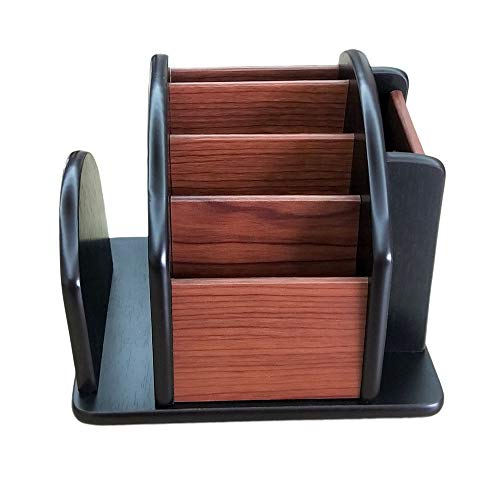 Revolving Remote control caddy,Wooden pen holder for desk office supplies stationery storage, Multi function home & office desktop organizer YCL875R