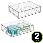 mDesign Wide Plastic Stackable Bathroom Storage Organizer Bin with Pull Out Drawer for Cabinet, Vanity, Shelf, Cupboard, Cabinet, Countertop, Closet Organization - Lumiere Collection - 2 Pack - Clear - size: 12 x 16 x 4 (Pack of 2)