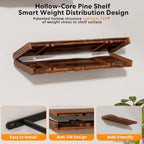 Solid Wood Live Edge Floating Shelves Set of 2 – 24" Rustic Wall Shelf with Hidden Bracket System, Wall Mounted Shelves for Bathroom, Kitchen, Living Room, Bedroom (Glazed Walnut) - color: Glazed Walnut, size: 24 inch - 2pcs