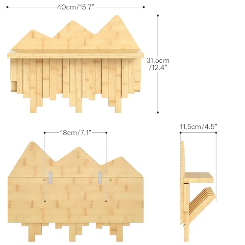 HOOBRO Wall Hooks with Shelf, Coat Rack with Shelf Wall-Mounted, Entryway Wall Key Holder, Hat Rack for Walls, Purse Hanger for Wall, Entryway Hanging Shelf with 6 Retractable Pegs, Natural YL46YM01 - color: Natural