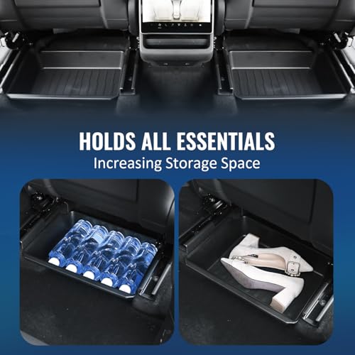 GEEDAR Under Seat Storage Box Organizer for Tesla Model Y 2025 Refresh (Juniper) - Rear Section, New Model Y 2025 Hidden Storage Box, Washable Underseat Organizer Fit Tesla Model Y 2025 Accessories - size: for Model Y Juniper Rear Seat