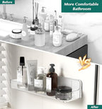 Shower shelves, Adhesive Clear Acrylic Bathroom Shower caddy Organizer, Transparent No Drilling Wall Mount Bathroom Storage - color: Clear-Long-1 Pack