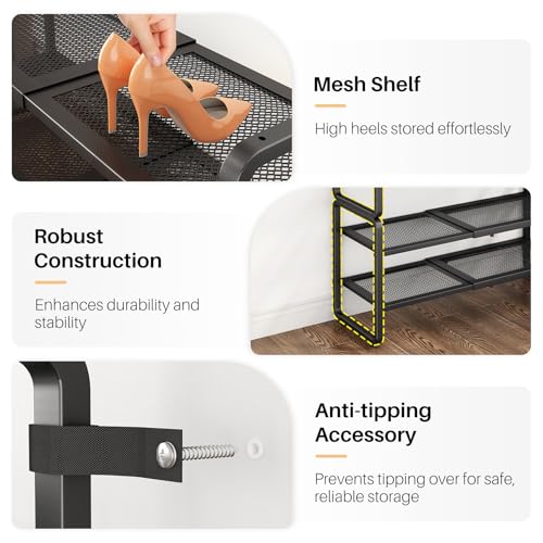 SNTD Shoe Rack - Expandable Shoe Organizer for Closet, Adjustable Metal Shoe Shelf Storage, Stackable Long Shoe Stand Holder for Garage, Entryway, Door Entrance (Black, 6-Tier) - color: Black, size: 6-Tier
