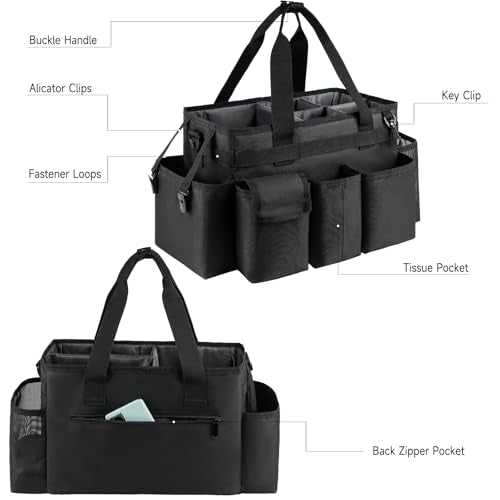 Cleaning Caddy,Cleaning Bag for Housekeepers,Cleaning Supplies Organizer with Handle,Black - color: Black, size: Medium
