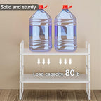 2Pack 16.5-27’’L Expandable Kitchen Shelf Organizer, Stackable Shelves Organizer, Adjustable Height Pantry Spice Rack for Cabinet, Countertop, Pantry and Cupboard, White - size: 2Pack-Common-10.2''Wx(16.5-27'')Lx9.6''H-White