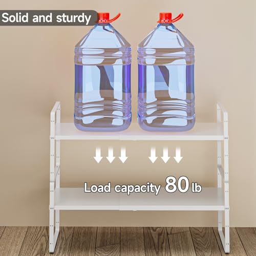 2Pack 16.5-27’’L Expandable Kitchen Shelf Organizer, Stackable Shelves Organizer, Adjustable Height Pantry Spice Rack for Cabinet, Countertop, Pantry and Cupboard, White - size: 2Pack-Common-10.2''Wx(16.5-27'')Lx9.6''H-White