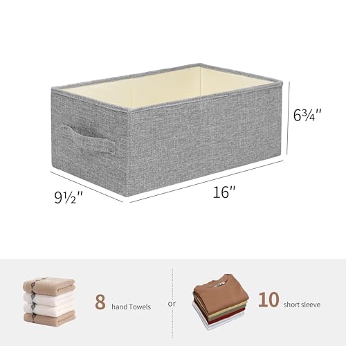 Linen Folding Storage Bins, 3 Pack Large Storage Baskets, Washable, Clothing Storage Bins with Handle, Closet Organizer for Storage Sweater,Sheets(dark grey, 16"x9½"x6¾") - color: dark grey, size: 16"x9½"x6¾"