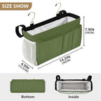 YETTASBIN Olive Green Bedside Caddy Hanging Storage Organizer Bag with 2 Straps & Hooks for Bunk Beds, College Dorm, Hospital Bed - Holder for Books, Phone, Magazine, Glasses, Keys