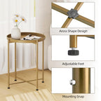 Garden 4 you Small Side Table, Gold Mini Round End Table, Tray Table with Metal Frame, Modern Nightstand for Living Room, Bedroom, Patio, Small Space, 1PCS - color: Gold, size: 1 PCS