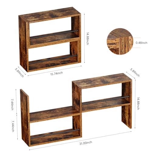 Expandable Cabinet Organizer Shelf, Set of 2 Kitchen Counter Shelves for Countertop Organization Spice Rack Kitchen Storage Stackable