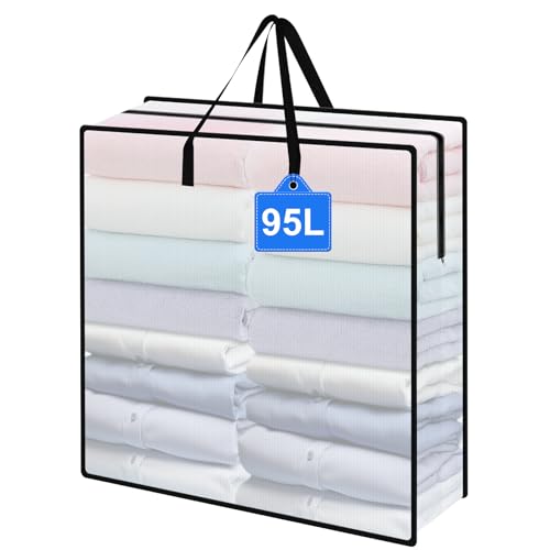 95L Under Bed Storage Bag, Under Bed Storage Containers, Clear Storage Bags for Clothes Quilt Pillow Wreath Blanket Storage or Closet Organizer Home Storage - style: 1-Pack