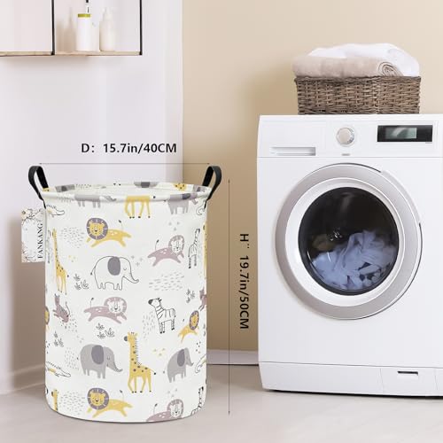 FANKANG Storage Basket, Nursery Hamper Canvas Laundry Basket Foldable with Waterproof PE Coating Large Storage Baskets for Kids Boys and Girls, Office, Bedroom, Clothes,Toys(Lovely Animals) - color: Lovely Animals