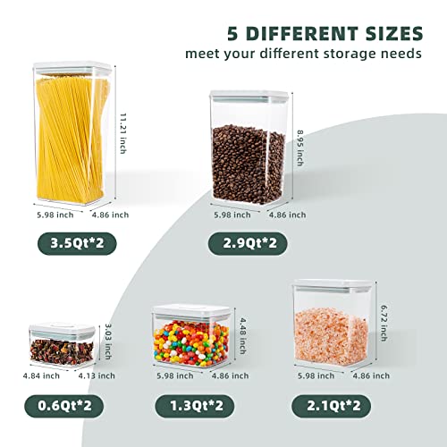 Airtight Food Storage Containers with Lids - 10PCS Stackable Modular Pantry Organization and Storage Set for Flour, Spaghetti & Cereal - Clear Kitchen Canisters with Measurement Scales - color: 10 Pcs Assorted Container Set