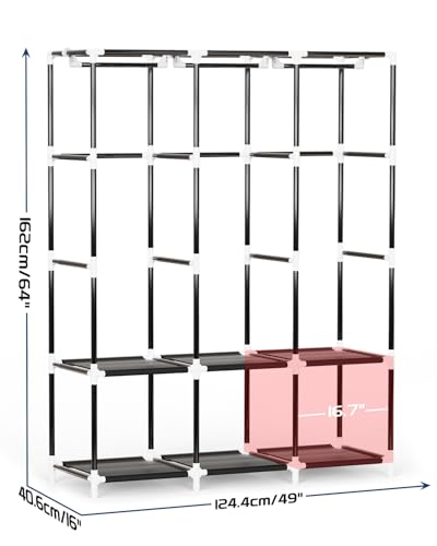 Mavivegue Portable Closet, 50 Inch Wardrobe Closet, Portable Closets for Hanging Clothes with 3 Hanging Rods and 6 Storage Shelves for Bedroom, Gray - color: Grey, size: 50" W x 17" D x 64" H