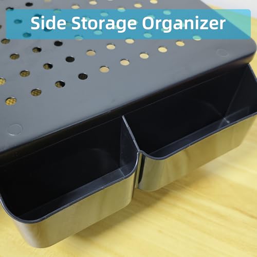 Monitor Stand Riser, Metal Laptop Stand with Storage, Printer Stand with Vented Drawer and Side Storage, Desk Organizer for Monitor, VMMR01-WDB