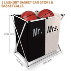 Nicesail Laundry Hamper 2 Section for Husband&Wife Parents or Couple, Clothes Basket Laundry Wedding Gift, Washing Storage Basket with Handle, Waterproof Bag Foldable Aluminum Frame Bathroom Bedroom - size: M 2 sections