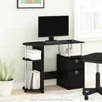 Furinno Jaya Simplistic Computer Study Desk, Americano/Chrome/Black - color: Americano/Stainless Steel/Black