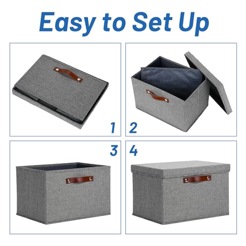 Temary Storage Bins with Lids 2-Pack Large Foldable Storage Baskets with Lid, Fabric Storage Bin for Organizing Home (Grey, 15x11x9.5inch) - color: A-Gray, size: 15×11×9.5