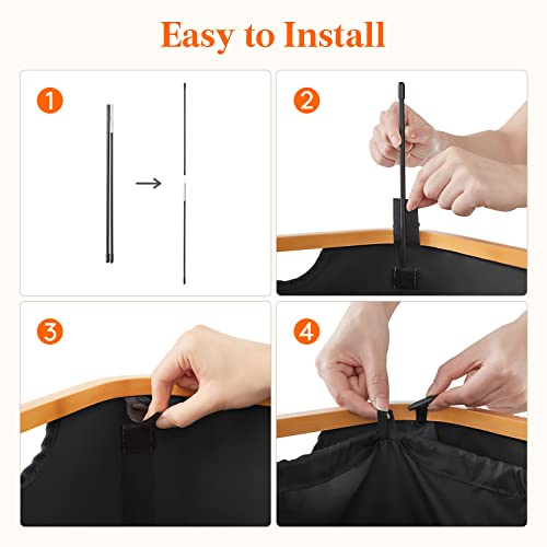 Lifewit 100L Laundry Basket with Lid, Clothes Hampers for Laundry with Bamboo Handles and 1 Removable Bag, Large Foldable Laundry Hamper for Bedroom, Bathroom, Dorm, Laundry Room, Black - color: Black, size: 100L