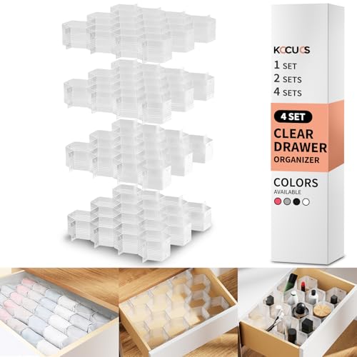 Honeycomb Separator Adjustable Drawer Organizer Divider for Underwear Belt-Scarf Socks Organizer (White(4pcs)) - color: White(4pcs)