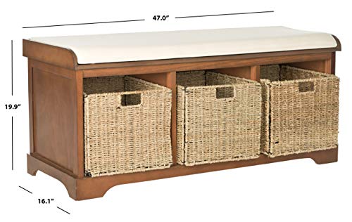 Safavieh American Homes Collection Lonan Grey and White Wicker Storage Bench - color: Brown