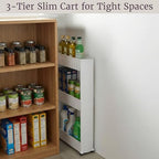 Lavish Home 3 Tier Shelf Rolling Cart - Narrow-Space Kitchen or Bathroom Shelf Organizer Cart - Slim Slide-Out Storage Shelves for Kitchen, Bathroom, Laundry and Pantry - size: 3-Tier