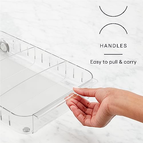 YouCopia RollOut Fridge Caddy BPA-Free Clear Rolling Refrigerator Organizer Bin with Adjustable Dividers and Handles, 9" Wide - size: 9" Wide