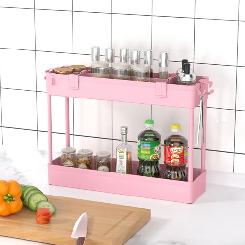 SPACELEAD Slim Storage Cart 4 Tier,Bathroom Organizer Rolling Utility,Mobile Shelving Unit Slide Out for Office, Kitchen, Laundry Room & Narrow Places,Pink - color: Pink