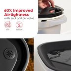 IRIS USA Pet Food Storage Container 25 lbs, Premium 60% Improved Airtight Seal with Air Valve, 2 Cup Scoop, Removable Wheels, Easy to Open - Made in the USA, Black - color: Black, size: 25 lbs