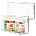 Plastic Food Storage 2 Pack Clear Container Bin with Handles for Organizing Kitchen, Pantry, Refrigerator, Freezer, Pantry, Cabinet, Closet, Bathroom. 10”x4”x5” - size: 10x4x5