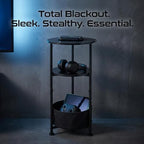 Small Round Side Table with Storage Basket, 3-Tier Narrow End Table Nightstand for Living Room Bedroom, 11.8" Diameter Modern Bedside Table for Small Spaces, Wood Grain & Metal Frame (Black) - color: Black