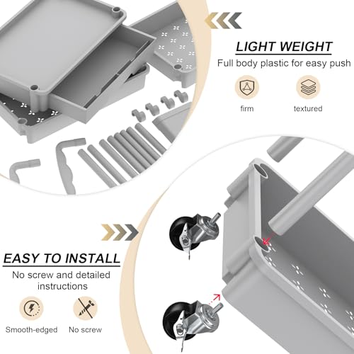 Goovilla 4 Tier Rolling Utility Cart Organizer with Removable Drawer, Stable and Sturdy Grey Rolling Storage Carts with 2 Lockable Wheels for Bathroom, Kitchen, Snack, Craft, Makeup, Baby Essentials - size: 4 Tier, style: Gray