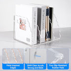 Adevar Clear Acrylic Magazine File Holder 4 Vertical Magazine File Organizer Binder Book Holder for Desk Acrylic Desk Organizer Clear Office Racks & Displays for Office Home Classroom - size: B5, 4 Sections