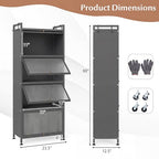 Giantex 5-Tier Kitchen Storage Cabinet, Mobile Microwave Stand with Flip-up PC Doors, Freestanding Kitchen Bakers Rack with 4 Rolling Casters, for Dining Room, Living Room and Study, Grey - color: Grey
