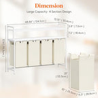 Lifewit Laundry Hamper 4 Section, 168L Pull out Laundry Clothes Basket Organizer with Large Top Shelf and 4 Removable Bags and Handles for Laundry Room Bedroom Bathroom, White with Shelves - color: White, style: Laundry hamper with shelves