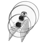 GERUSEA Pot Lid Holder, Stainless Steel Kitchen Organizer Rack Rest, Storage Cutting Boards, Bakeware, Pots & Pans, Serving Trays, Reusable Containers in Cabinet Pantry on Countertop