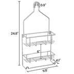 TreeLen Shower Caddy Hanging over Shower Head Shower Hanger Organizer with 10 hooks Bathroom Storage Shelf-Chrome - color: D-Stainless Steel