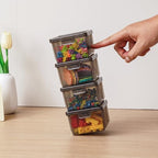 10-Pack Small Plastic Containers with Lids, Clear Stackable Storage Boxes & Bins Organizer for Bead Organizer, Craft Storage, Stickers, Jewelry & Small Items – Black Square Small - size: Black Square Small - 10 Pack