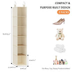VERONLY Hanging Closet Shelf Shoe Organizer Set of 2 with Woven Bamboo Shelves,11.5 x 31.5 x 5.5 in, 6-Tier Design for Space-Saving Storage,Beige - style: Beige 2-Piece Narrow Hanging Set