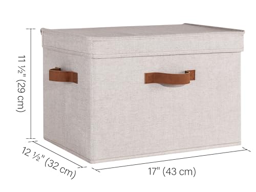 StorageWorks Fabric Storage Bins with Lid, Decorative Storage Boxes for Shelves, Stackable Closet Organizer Basket with Handles, Jumbo, Brown and Beige, 2-Pack - color: Brown and Beige, size: Jumbo