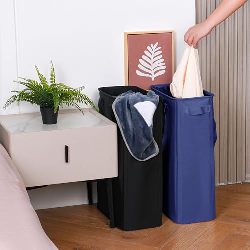 efluky Slim Laundry Basket, Narrow Laundry Hamper with Handles, Collapsible Dirty Clothes Hamper, Tall Laundry Bin for Laundry Room, Dorm and Bedroom, 12.7 Gallons(48L) Blue - color: Blue, size: 48L without Lid
