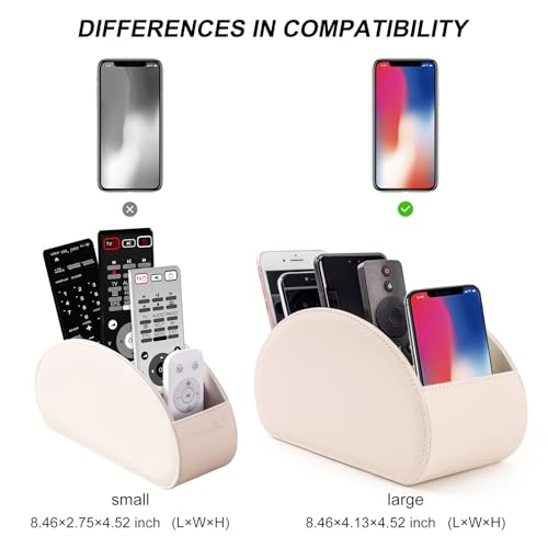 BONNY DODO Remote Control Holders Organizer Box with 5 Compartment PU Leather Multi-functional Office Desk Storage Caddy Store Tv Remote for Media Player,Brush,Pencil,Glassees&Office Supplies (Beige) - color: Begin, size: M